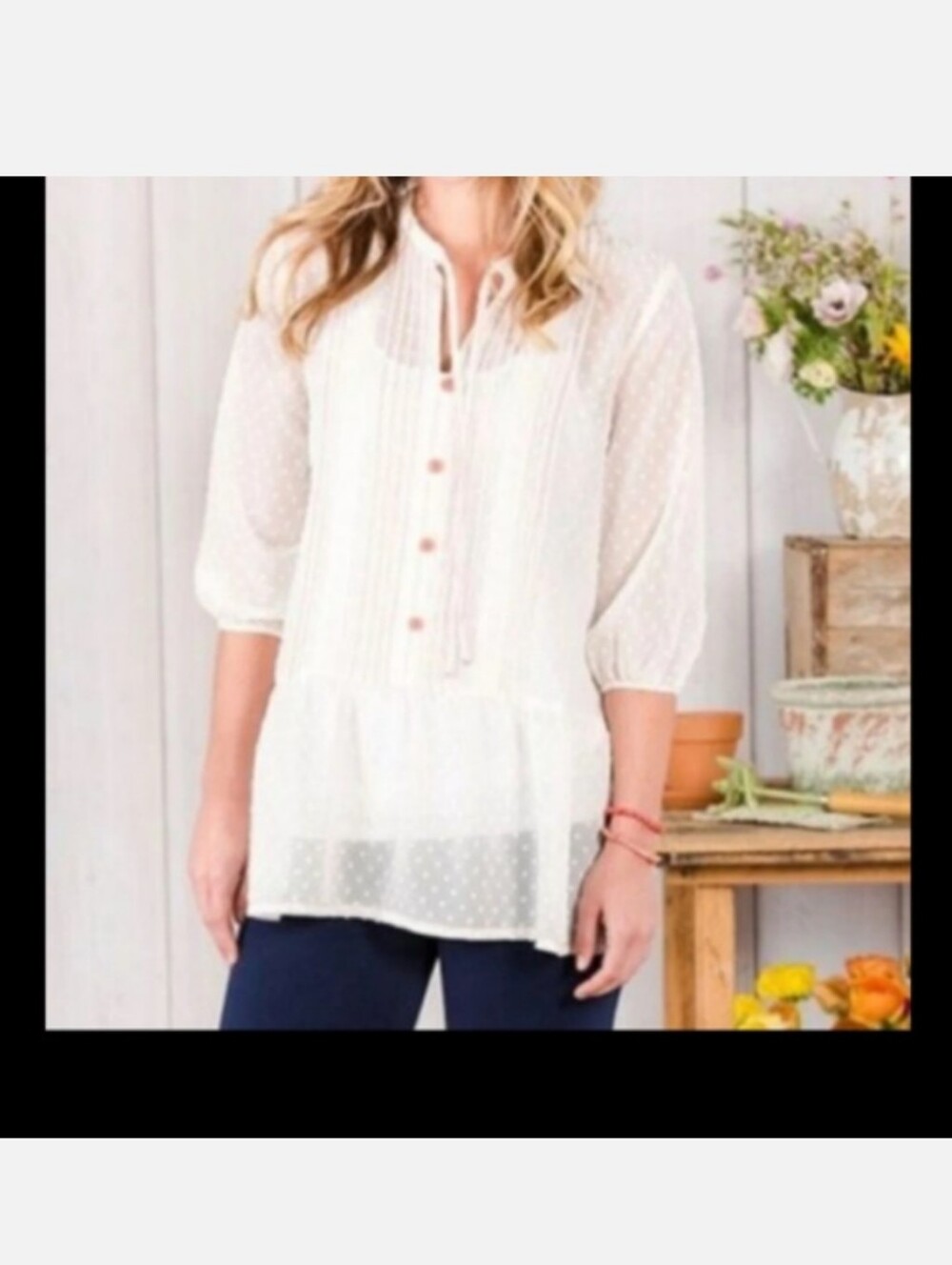 Matilda Jane White Swiss-Dot Peasant Blouse